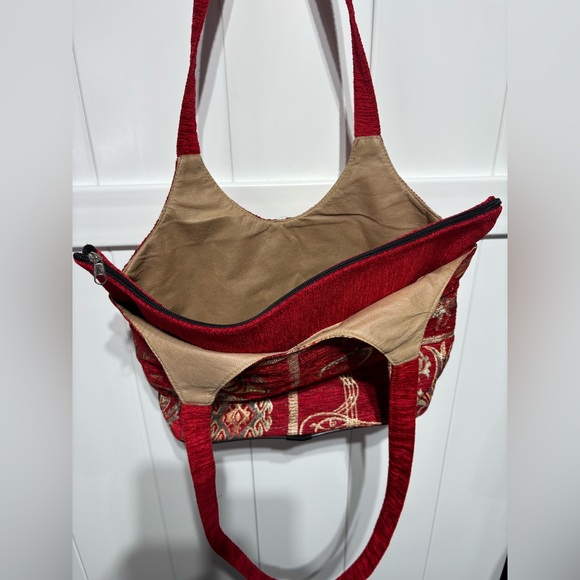 Turkish red/gold embroidered tote bag - Picture 3 of 7